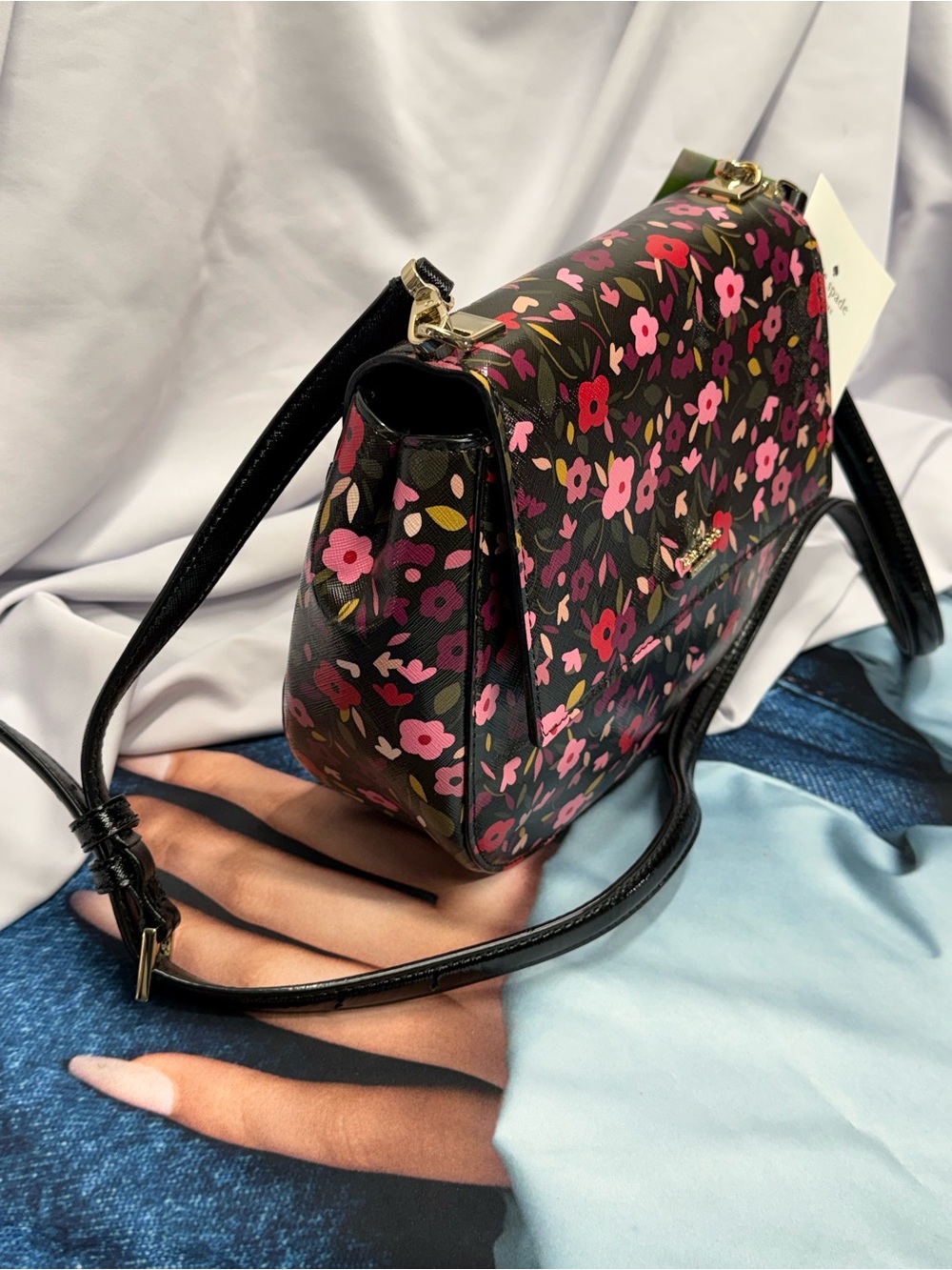 (new+tag) Kate Spade Cameron Boho Black Floral Crossbody Byrdie Collection - Picture 14 of 17